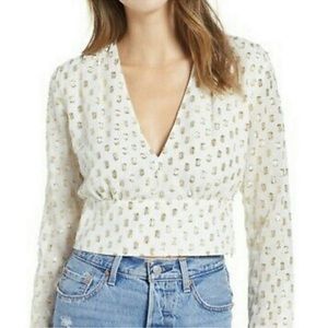Leith - Gold embellished white blouse